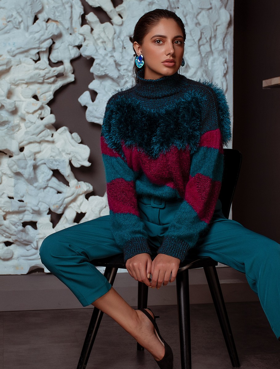 Свитер INTARSIA teal